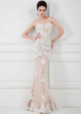 Evening dress beige with naked body effect