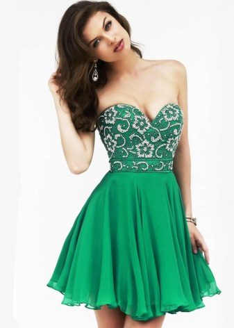 Trumpas smaragdinė suknelė