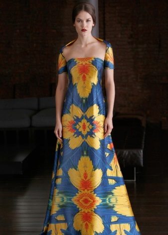Evening blue and yellow dress