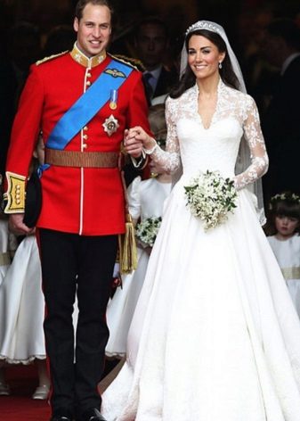 Vestido de novia de encaje caro Kate Middleton