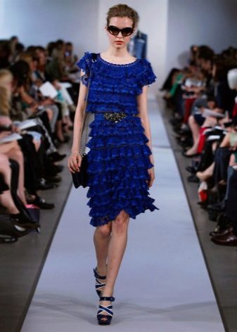 Dress with frills throughout the length