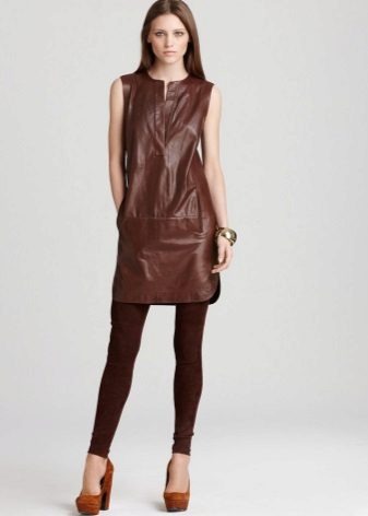 Leather dress with leggings