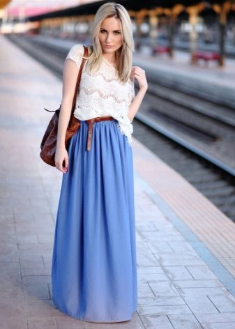 Long blue skirt half sun