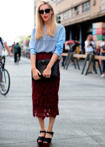 medium-length lace skirt