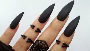 Manicura negra para uñas largas: ideas de diseño interesantes y de moda.
