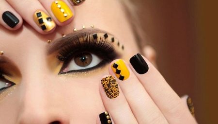 Manicure nera e gialla: idee brillanti e insolite