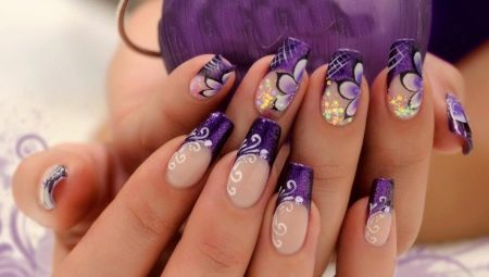 Purple nail design: style features and decorating ideas