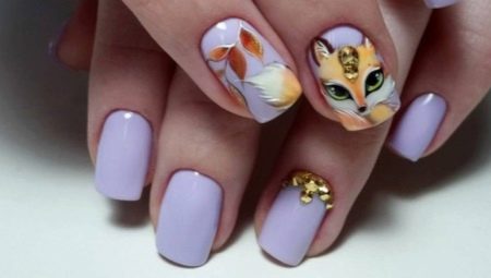 Ideeën ongewone ontwerp manicure met een vos