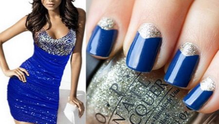 Manicura bajo el vestido azul (56 fotos): ¿qué diseño para uñas cortas se  ajusta al vestido azul marino de la noche para el piso y para la boda?