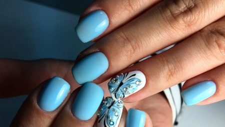 Manicure com borboletas e strass: tendências de moda e exemplos de design