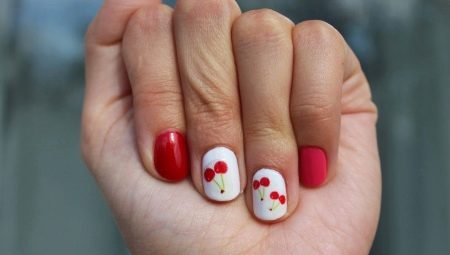 Opções de design elegante manicure cereja