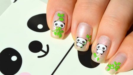 Opções de design de manicure com panda