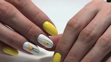 Yellow-white manicure: the best ideas of design and decor