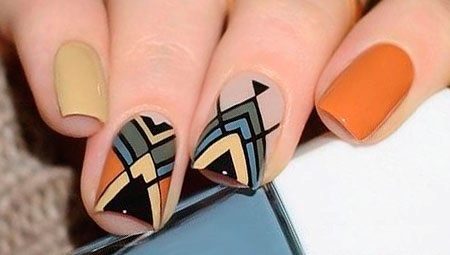 Esmalte de geometria em gel: idéias de design e criação passo-a-passo