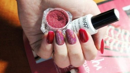 How to make a manicure gel varnish with sparkles?