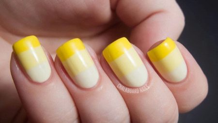 Manicure dengan menggilap gel kuning