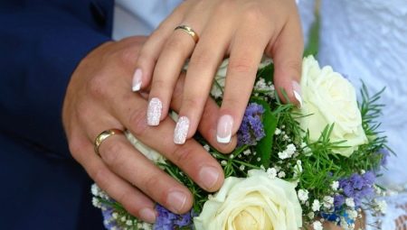 Wedding manicure with gel polish