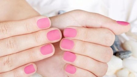 Pink color in manicure with shellac
