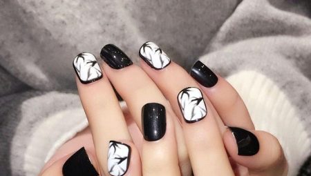 Opciones para manicura en blanco y negro para uñas cortas.