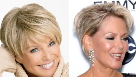 Potongan rambut pendek yang tidak memerlukan gaya, untuk wanita selepas 40 tahun