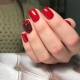 Beautiful ideas of red manicure with rhinestones
