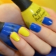 Pilihan untuk manicure biru dan kuning