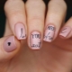 Variantes de uma linda manicure com inscrições nas unhas