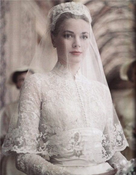 Grace Kelly Bröllopsklänning - Täckt huvud