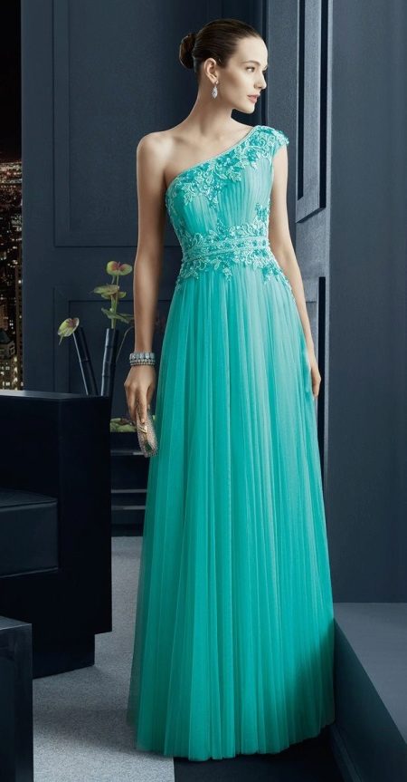 Evening turquoise dress by Rosa Clar