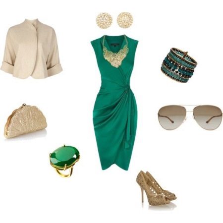 Smaragdo suknelės priedai