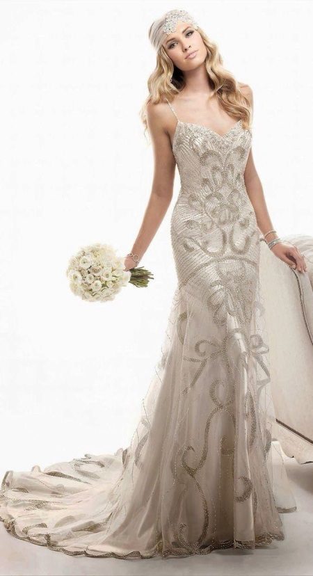 Mermaid krajky svatební šaty v retro stylu