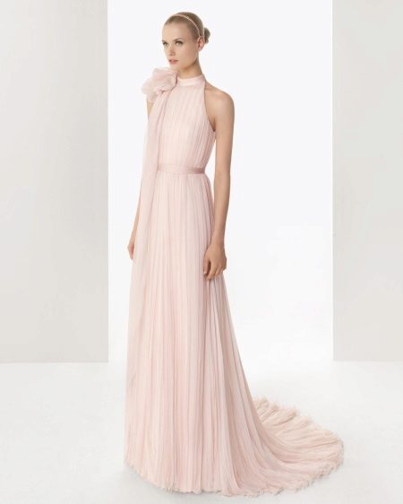 Vestido de novia rosa recta