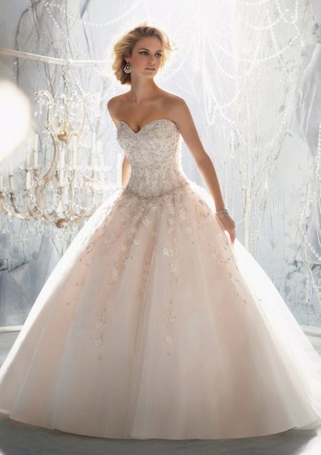 Pink Ivory Wedding Dress