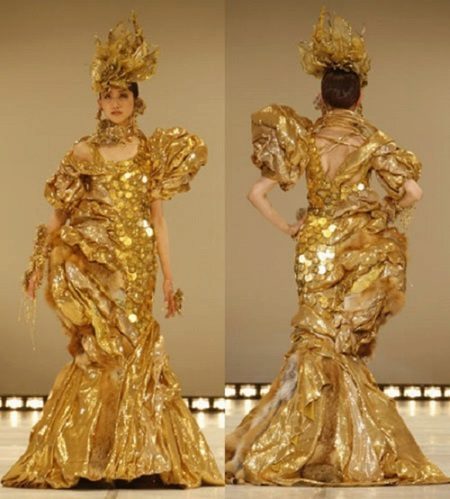 Golden wedding dress