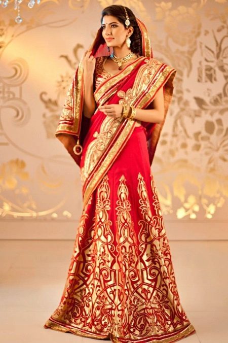 Svatební červené Sari