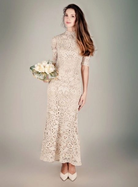 Ivory Crochet Vestuvių suknelė