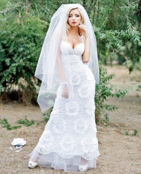 Плетена плетена сватбена рокля