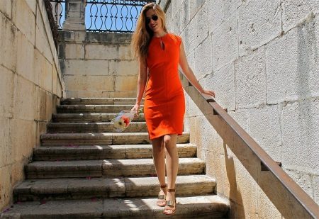 Cipő narancssárga ruha