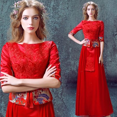 Raudona vakaro suknelė iš Kinijos