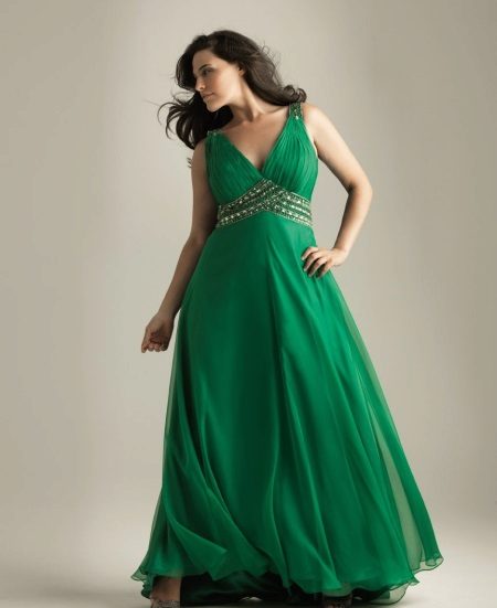 Žalia suknelė riebalams
