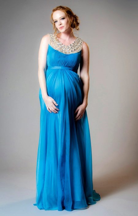 Graikų motinystės suknelė mėlyna