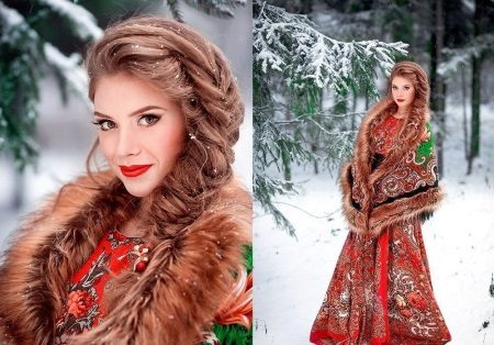 Vlecht onder een jurk in Russische stijl