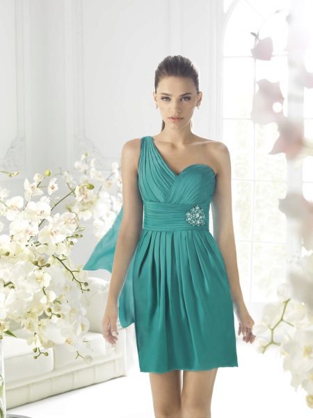 Trumpa graikų šilko suknelė