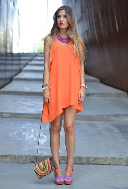 oranje korte jurk