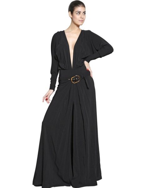 فستان طويل من الفسكوز الأسود