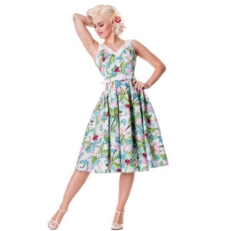 Väri hihaton mekko 50-luvun tyyliin