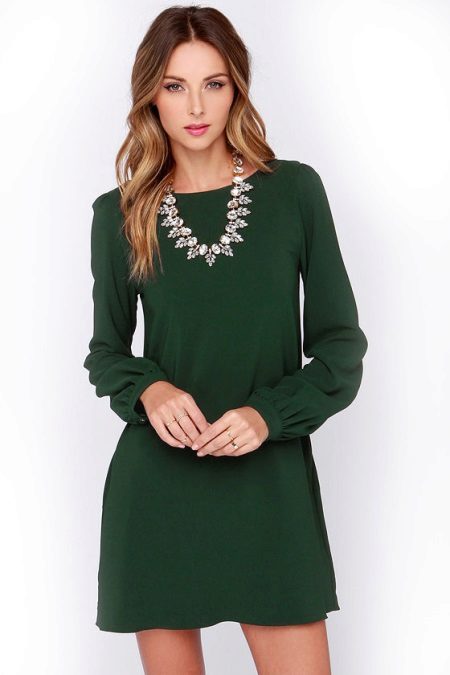 Koyu yeşil gündelik elbise