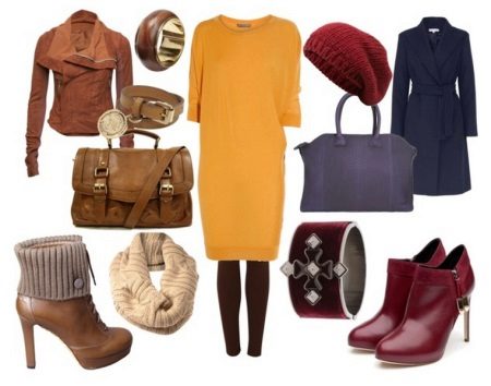 Výběr příslušenství pro žluté pletené šaty