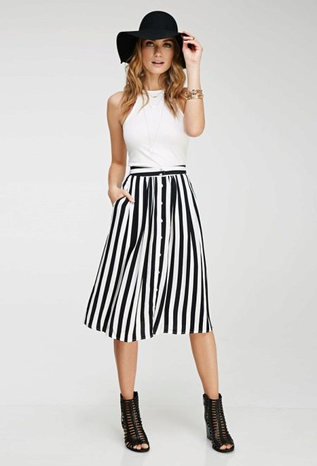 White Skirt Striped Skirt