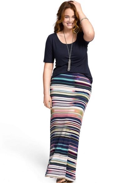 Farver Striped Long Skirt